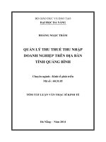 Quản lý thuế thu nhập doanh nghiệp trên địa bàn Tỉnh Quảng Bình