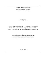 Quản lý thu ngân sách nhà nước ở huyện Quảng Ninh, tỉnh Quảng Bình