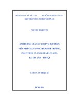 Ảnh hưởng của các loại vỏ bọc phân viên nhả chậm (PVNC) đến sinh trưởng, phát triển và năng suất lúa mùa tại gia lâm   hà nội