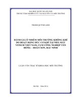 Đánh giá ô nhiễm môi trường không khí do hoạt động đúc cơ khí tại nhà máy Vitech Việt Nam, cụm công nghiệp Tân Hồng  Hoàn Sơn, Bắc Ninh