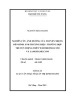 Nghiên cứu ảnh hưởng của truyền miệng đến hình ảnh thương hiệu Trường hợp truyền miệng trên Webtretho com và Lamchame.com