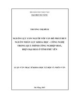 Luận văn thạc sĩ Nguồn lực con người với vấn đề phát huy nguồn nhân lực khoa học công nghệ trong quá trình công nghiệp hóa, hiện đại hóa tỉnh phú yên (full)
