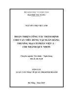 Hoàn thiện công tác thẩm định cho vay tiêu dùng tại ngân hàng TMCP Việt Á, chi nhánh Quy Nhơn