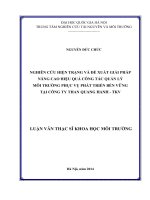 Nghiên cứu hiện trạng và đề xuất giải pháp nâng cao hiệu quả công tác quản lý môi trường phục vụ phát triển bền vững tại Công ty than Quang Hanh - TKV