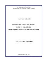 LUẬN VĂN THẠC SĨ KINH TẾ Chuyên ngành  Tài chính – Ngân hàng KINH DOANH THEO CẢM TÍNH VÀ HÀNH VI NHÀ ĐẦU TƯ TRÊN THỊ TRƯỜNG CHỨNG KHOÁN VIỆT NAM  TRẦN NGỌC THỦY TIÊN