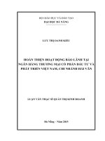 Luận văn thạc sĩ Hoàn thiện hoạt động bảo lãnh tại ngân hàng thương mại cổ phần đầu tư và phát triển việt nam chi nhánh hải vân (full)