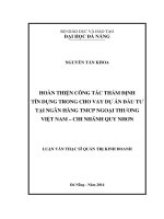 Luận văn thạc sĩ Hoàn thiện công tác thẩm định tín dụng trong cho vay dự án tại ngân hàng TMCP ngoại thương Việt Nam, chi nhánh Quy Nhơn (full)
