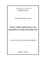 Luận văn thạc sĩ Hoàn thiện kiểm soát chi bảo hiểm xã hội Tỉnh Phú Yên (full)