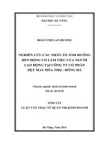tóm tắt luận văn Nghiên cứu các yếu tố ảnh hưởng đến động cơ làm việc của người lao động tại công ty cổ phần dệt may Hoà thọ - Đông Hà