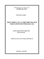 Phát triển cây cà phê trên địa bàn thị xã Buôn Hồ, Tỉnh Đắk LắK