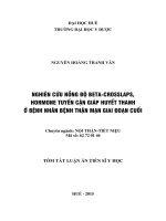 NGHIÊN CỨU NỒNG ĐỘ BETA-CROSSLAPS, HORMONE TUYẾN CẬN GIÁP HUYẾT THANH Ở BỆNH NHÂN BỆNH THẬN MẠN