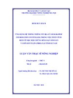 Ứng dụng hệ thống thông tin địa lý geographic inforrmation system (GIS) trong việc phân tích dịch tễ học hội chứng rối loạn sinh sản và hô hấp ở lợn (PRRS) tại tỉnh hà nam