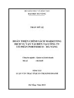 Hoàn thiện chính sách Marketing dịch vụ vận tải biển tại công ty cổ phần Portserco Đà Nẵng