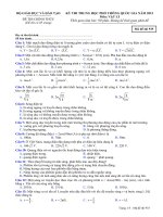 [FULL] ĐỀ THI VÀ ĐÁP ÁN KÌ THI THPT QUỐC GIA MÔN VẬT LÝ 2015