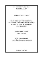 Hoàn thiện quy trình kiểm tra kê khai thuế thu nhập doanh nghiệp do chi cục thuế huyện Krông Ana thực hiện