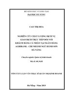 Nghiên cứu chất lượng dịch vụ giao dịch trực tiếp đối với khách hàng cá nhân tại ngân hàng Agribank- chi nhánh Ngũ Hành Sơn Đà Nẵng