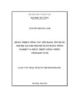 Luận văn thạc sĩ Hoàn thiện công tác xếp hạn tín dụng nội bộ tại ngân hàng nông nghiệp và phát triển nông thôn Tỉnh Kon Tum (full)