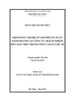 Kiểm soát nội bộ về chi phí sản xuất kinh doanh tại công ty TNHH MTV cao su chư sê