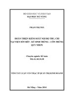 Hoàn thiện công tác kiểm soát nội bộ thu chi tại viện sốt rét   ký sinh trùng   côn trùng quy nhơn