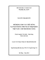 Luận văn thạc sĩ Mở rộng cho vay tiêu dùng tại ngân hàng TMCP xuất nhập khẩu Việt Nam - chi nhánh Đà Nẵng (full)
