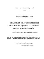 Phát triển hoạt động môi giới chứng khoán tại công ty cổ phần chứng khoán Tân Việt