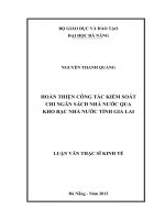 luận văn thạc sĩ Hoàn thiện công tác kiểm soát chi ngân sách nhà nước qua kho bạc nhà nước Tỉnh Gia Lai (full)