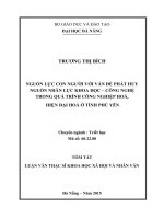 Nguồn lực con người với vấn đề phát huy nguồn nhân lực khoa học công nghệ trong quá trình công nghiệp hoá, hiện đại hoá ở Tỉnh Phú Yên
