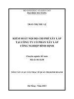 Kiểm soát nội bộ chi phí xây lắp tại công ty cổ phần xây lắp công nghiệp bình định