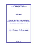 Ứng dụng hệ thống thônh tin địa lý geographic information system (GIS) trong việc phân tích dịch tễ học bệnh cúm gia cầm tại tỉnh hà nam