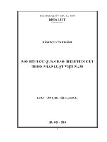 Mô hình cơ quan bảo hiểm tiền gửi theo pháp luât Việt Nam