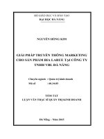 Giải pháp truyền thông marketing cho sản phẩm bia Larue tại công ty TNHH VBL Đà Nẵng