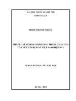 Pháp luật về hoạt động bao thanh toán của tổ chức tín dụng ở Việt Nam hiện nay