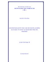 Giải pháp giải quyết việc làm cho người lao động xuất khẩu về nước tại thành phố vĩnh yên, vĩnh phúc