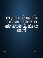 Thuyết trình môn thuế quốc tế: Thách thức của hệ thống thuế trong thời kỳ hội nhập và toàn cầu hóa nền kinh tế