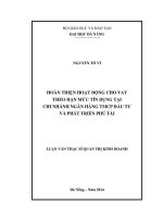 Luận văn thạc sĩ Hoàn thiện hoạt động cho vay theo hạn mức tín dụng tại chi nhánh ngân hàng TMCP đầu tư và phát triển Phú Tài (full)