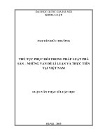 Thủ tục phục hồi trong pháp luật phá sản - Những vấn đề lý luận và thực tiễn tại Việt Nam