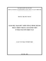 Giáo dục đạo đức mới với sự hình thành phát triển nhân cách sinh viên ở Thái Nguyên hiện nay
