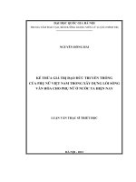 Kế thừa giá trị đạo đức truyền thống của phụ nữ Việt Nam trong xây dựng lối sống văn hóa cho phụ nữ ở nước ta hiện nay