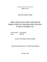 Thỏa thuận hạn chế cạnh tranh trong lĩnh vực kinh doanh xăng dầu ở Việt Nam hiện nay. ThS. Luật