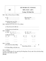 ĐỀ THI HỌC KỲ 2 MÔN TOÁN LỚP 1