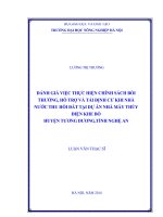 Đánh giá việc thực hiện chính sách bồi thường, hỗ trợ và tái định cư khi nhà nước thu hồi đất tại dự án nhà máy thủy điện khe bố huyện tương dương, tỉnh nghệ an
