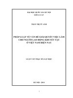 Pháp luật về vấn đề giải quyết việc làm cho người lao động khuyết tật ở Việt Nam hiện nay  Luận văn ThS. Luật