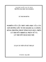 Nghiên cứu cấu trúc hóa học của các ion dương gốc tự do bằng phương pháp tính toán dựa trên lý thuyết orbital phân tử và lý thuyết hàm mật độ