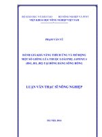Đánh giá khả năng thích ứng và mở rộng một số giống lúa thuộc loài phụ japonica (đs1, j01, j02) tại đồng bằng sông hồng