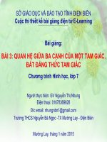 Slide tóan 7 BÀI 3 QUAN HỆ GIỮA BA CẠNH CỦA MỘT TAM GIÁC _N.T Nhung