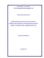 Đánh giá khả năng sản xuất của đàn gà lohmann meat bố mẹ và thương phẩm nuôi tại công ty cổ phần japfa comfeed việt nam