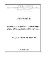 Nghiên cứu, đánh giá lắng đọng axit ở vùng đồng bằng sông Hồng Việt Nam Luận án TS. Môi trường trong phát triển bền vững