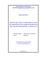 Đánh giá thực trạng và định hướng sử dụng đất theo hướng nông nghiệp đô thị sinh thái đến năm 2020 thành phố phủ lý tỉnh hà nam