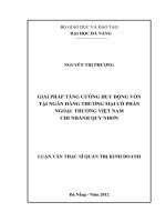 Luận văn thạc sĩ Giải pháp tăng cường huy động vốn tại ngân hàng thương mại cổ phần ngoại thương Việt Nam - Chi nhánh Quy Nhơn (full)