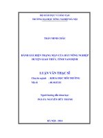 Đánh giá hiện trạng mặn của đất nông nghiệp huyện giao thủy tỉnh nam định